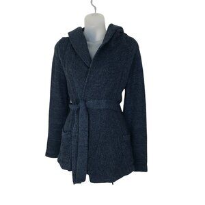 Free People Blue Cardigan With Belt Two Front Pockets and Hooded Size XS